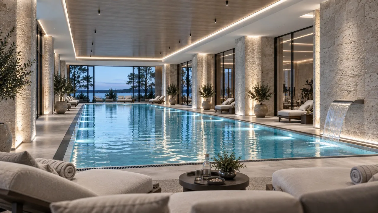 Светодиодное освещение премиального spa-комплекса с бассейном