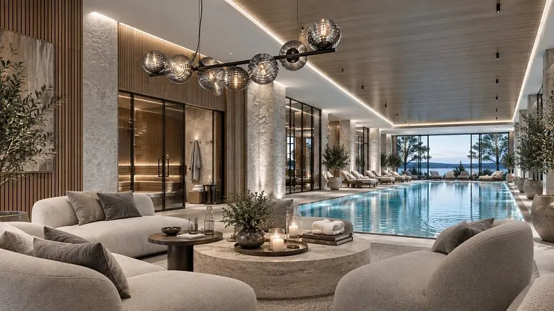 Светодиодное освещение премиального spa-комплекса с бассейном