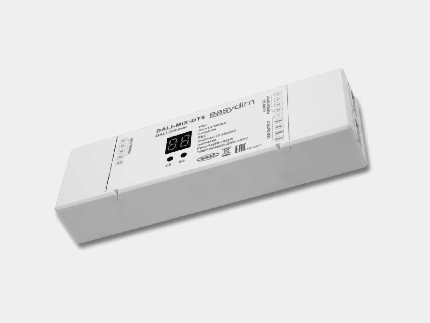 Декодер Dali контроллер для MIX лент 4х5А, DALI-DT8-CCT