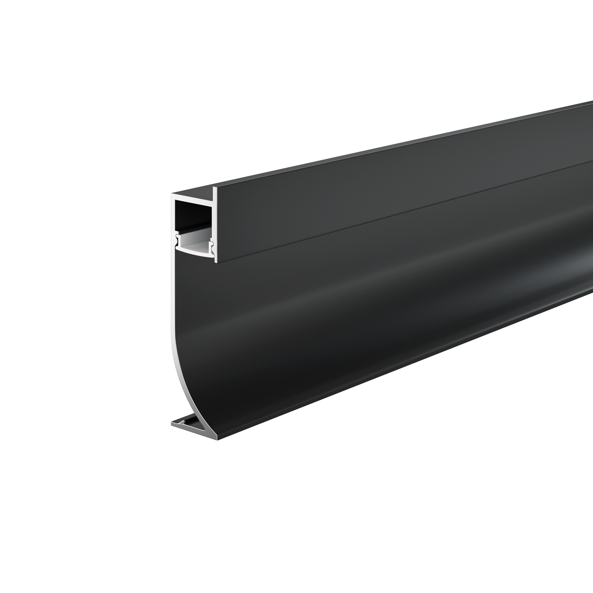 Алюминиевый профиль плинтус 53x14 (Черный, 2 м), ALM-5314-B-2M