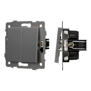 Механизм выключателя двухклавишный непроходной SWT-MK02-PL-GR-V (250V, 10A) (Arlight, -)