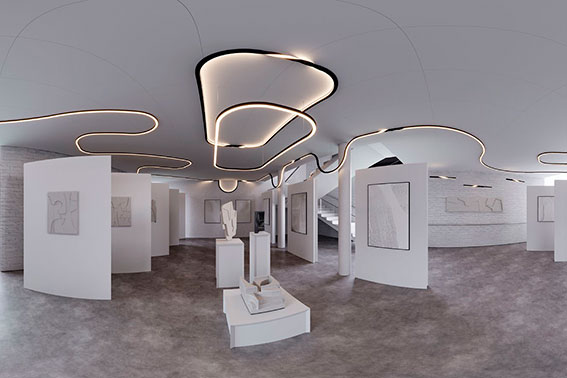 Оригинальное освещение в просторной галерее