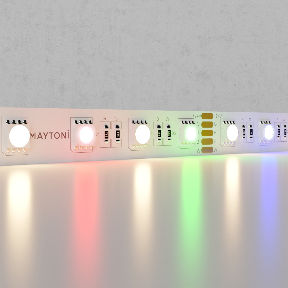 Светодиодная лента 24В 5050 19,2Вт/м Цветная (RGB) + 3000K 5м IP20