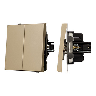 Механизм выключателя двухклавишный проходной SWT-TENDO-MKP2-SFPL-GD (230V, 10A) (Arlight, -)