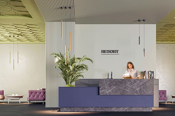 Элегантная зона ресепшн в современном отеле