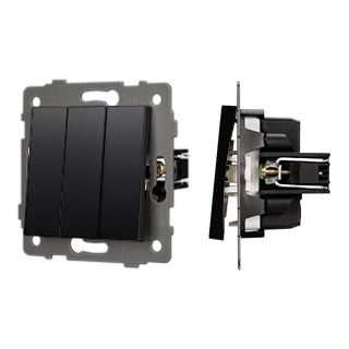 Механизм выключателя трехклавишный непроходной SWT-MK03-PL-BK-V (250V, 10A) (Arlight, -)