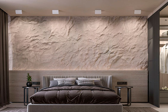 Минималистичная спальня в темных тонах