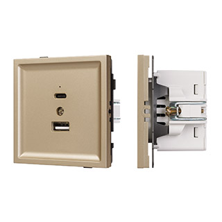 Механизм USB розетки SCT-TENDO-MUAC-SFPL-GD (5V, 3A, QC3) (Arlight, -)