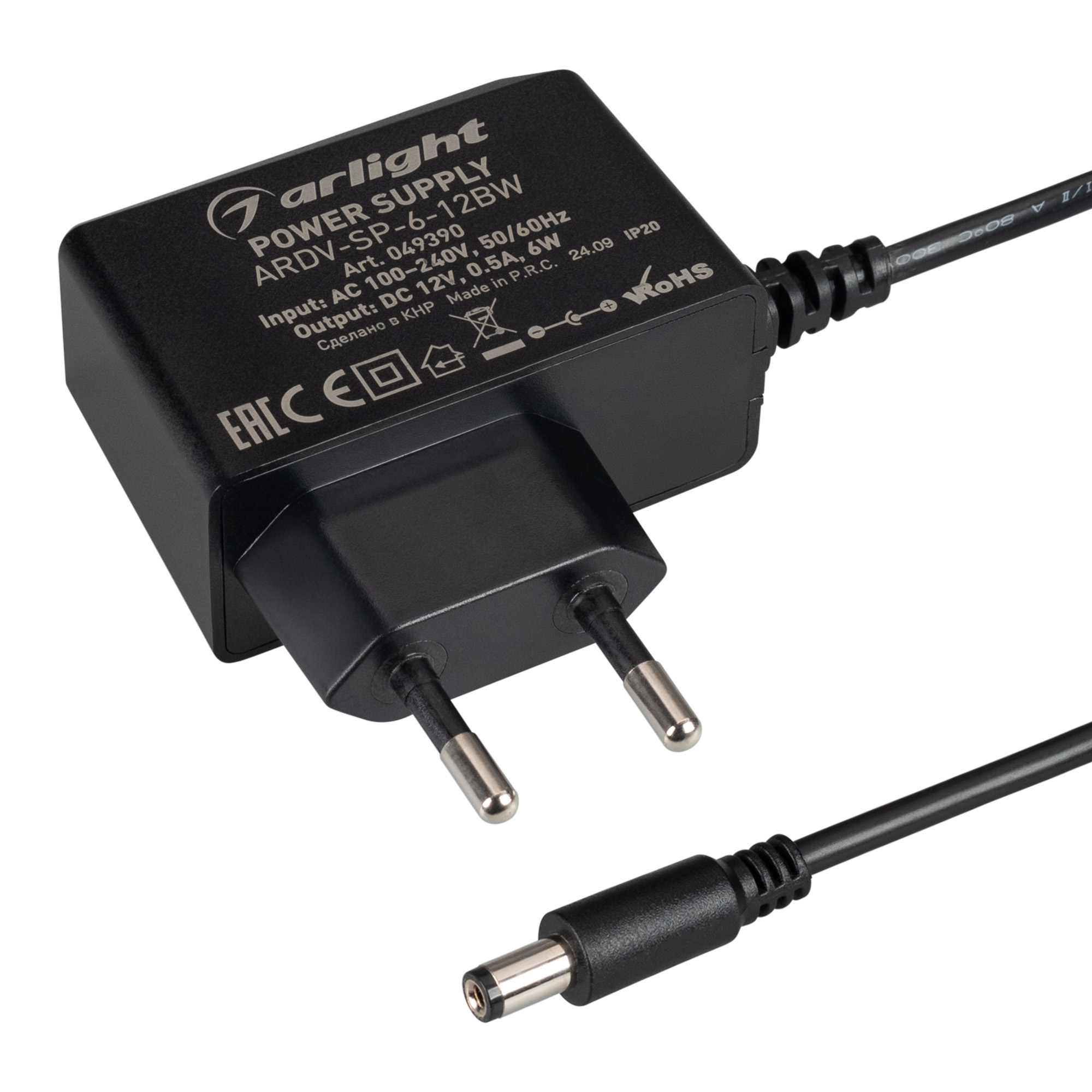 Блок питания ARDV-SP-6-12BW (12V, 0.5A, 6W) (Arlight, Адаптер, 5 лет)