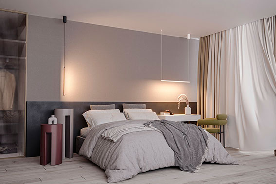 Скандинавский стиль спальни в пастельных тонах