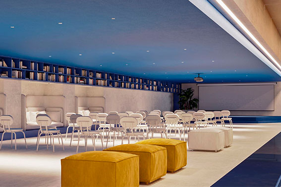 Кафе и лаундж-зона в многофункциональном лофт-пространстве