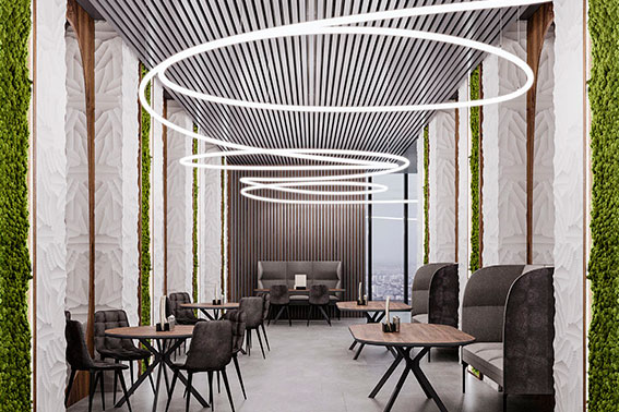 Светильник в виде лианы в эко-кафе