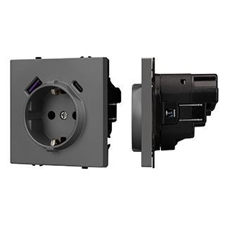 Механизм розетки с USB зарядкой SCT-NOBE-MUAC-SFPL-GR (230V, 16A) (Arlight, -)