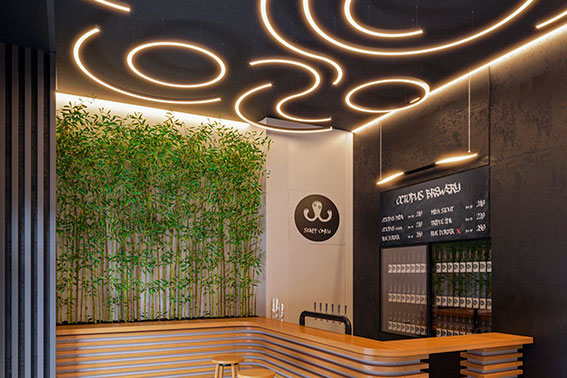 Оригинальные светильники в эко-кафе