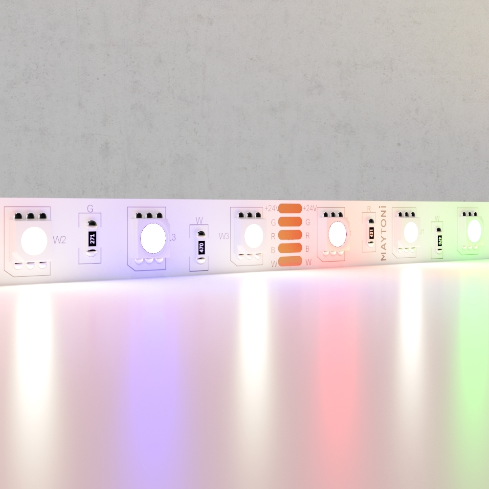 Светодиодная лента 24В 5050 14,4Вт/м Цветная (RGB) + 4000K 5м IP20