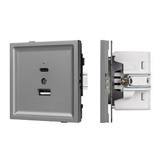 Механизм USB розетки SCT-TENDO-MUAC-PL-GR (5V, 3A, QC3) (Arlight, -)