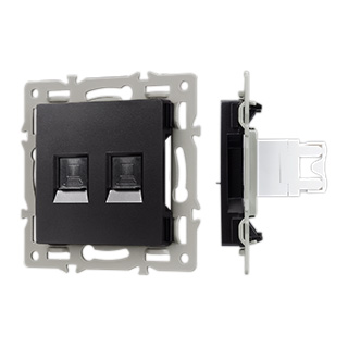 Механизм компьютерной розетки двойной SCT-MPC2-PL-BK (RJ-45, CAT6) (Arlight, -)