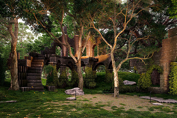 Подсветка зеленых насаждений в экопарке