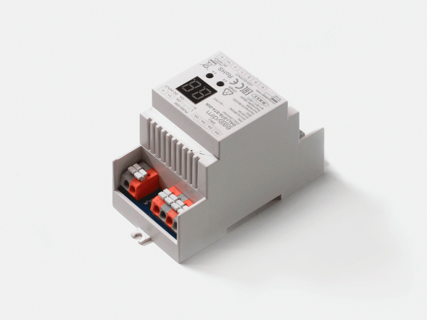 Декодер DALI диммер 12-24В на DIN рейку, 4 адреса, DALI-DT6-ST4-DIN