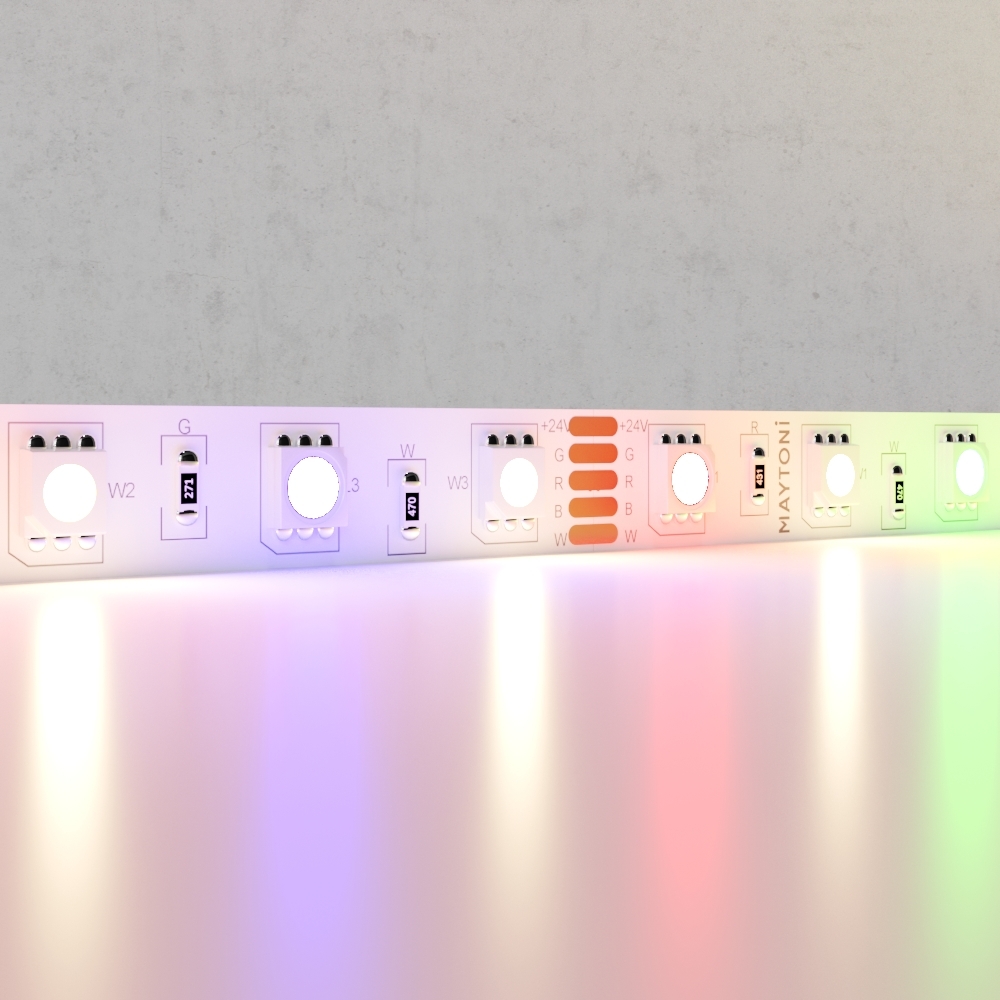 Светодиодная лента 24В 5050 14,4Вт/м Цветная (RGB) + 3000K 5м IP20