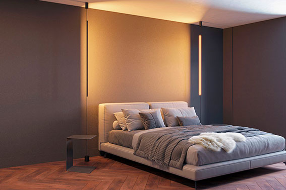 Строгость линий в сдержанном интерьере спальни