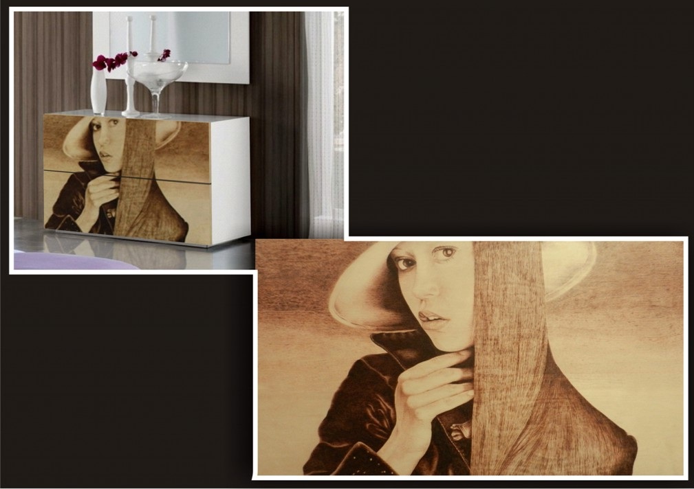 Фасад комода с пирографией