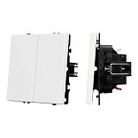 Механизм выключателя двухклавишный проходной SWT-NOBE-MKP2-SFPL-WH (230V, 10A) (Arlight, -)