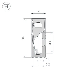 Силиконовый профиль WPH-FLEX-0616-SIDE-S9-5m FULL BLACK (Arlight, Силикон)