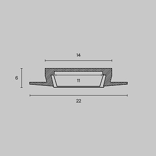 Алюминиевый профиль встраиваемый с фланцем 22×6 (Серебро, 2 м), ALM004S-2M