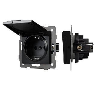 Механизм розетки влагозащищённый SCT-MCP-PL-BK-V (250V, 16A) (Arlight, -)