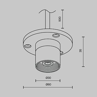 Основание для накладного монтажа системы Shelf с внутренней резьбой с вводом питания