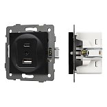 Механизм USB розетки SCT-MUAC-PL-BK-V (5V, 3A, QC4) (Arlight, -)