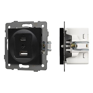 Механизм USB розетки SCT-MUAC-PL-BK-V (5V, 3A, QC4) (Arlight, -)