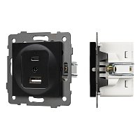 Механизм USB розетки SCT-MUAC-PL-BK-V (5V, 3A, QC4) (Arlight, -)