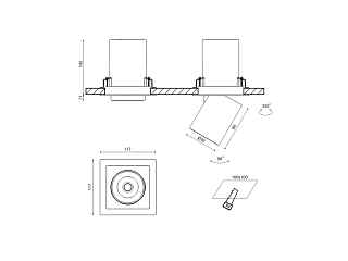 Светильник светодиодный потолочный встраиваемый поворотно-выдвижной, серия SPL, Ч/Б, 12Вт, IP20, Нейтральный белый (4000К), SPL-SQ1-12-NW