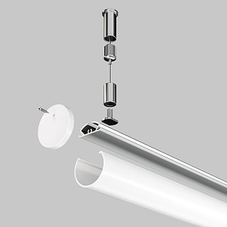 Алюминиевый профиль подвесной D30 (Серебро, 2 м), ALM-D30-S-2M