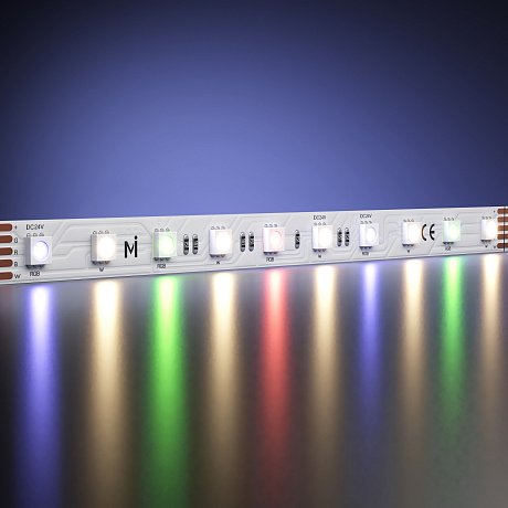 Светодиодная лента   Ультра 24В 5050 14,4Вт/м Цветная (RGB)+W 3000К 5м IP 20 201132