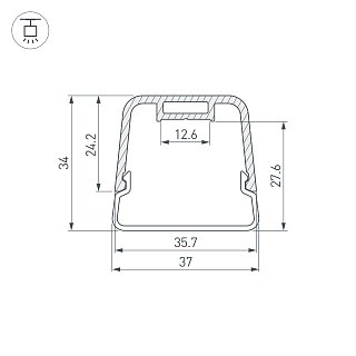 Профиль с экраном LINE-D-3734-2000 TETRA OLIVE GREY+OPAL  (Arlight, Алюминий)