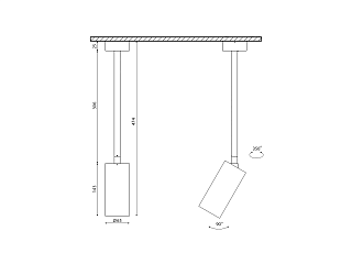 Крепление сменное М5 для светильников VILLY, поворотное накладное удлинненное, цвет Черный, VL-M5-BL