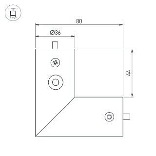 Соединитель профиля ROUND-D36-360-90 BLACK (Arlight, Алюминий)