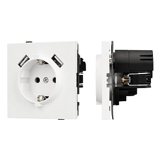 Механизм розетки с USB зарядкой SCT-TENDO-MUAA-SFPL-WH (230V, 16A) (Arlight, -)