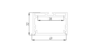 Подвесной/накладной алюминиевый профиль Design LED LS 4932, 2500 мм, анодированный, LS.4932
