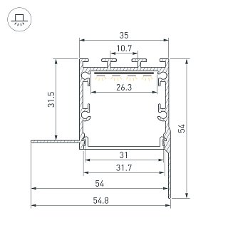 Профиль LINIA32-FANTOM-EDGE-2000 ANOD (Arlight, Алюминий)