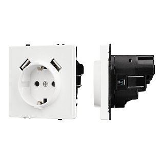 Механизм розетки с USB зарядкой SCT-NOBE-MUAA-SFPL-WH (230V, 16A) (Arlight, -)