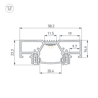 Профиль STRETCH-20-CEIL-D-CENTER-2000 BLACK (Arlight, Алюминий)