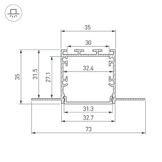 Профиль LINIA32-FANTOM-3000 ANOD (Arlight, Алюминий)
