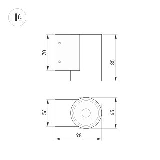 Светильник LGD-RAY-WALL-R65-9W Warm3000 (GR, 23 deg, 230V) (Arlight, IP65 Металл, 3 года)