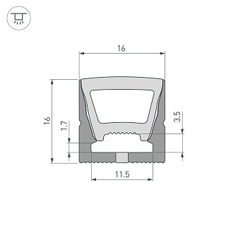 Силиконовый профиль WPH-FLEX-1616-TOP-S11-5m BLACK (Arlight, Силикон)