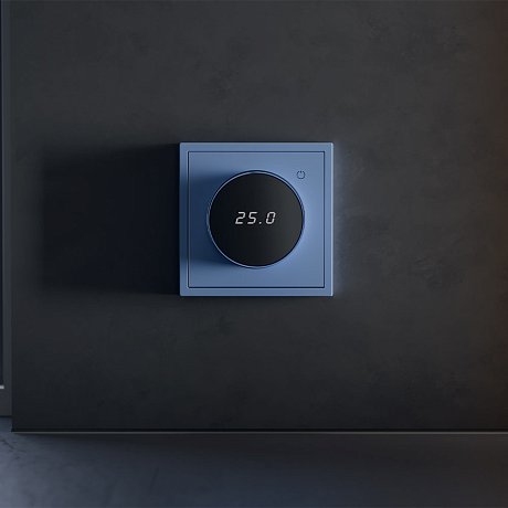 Терморегулятор электронный VOLTUM S70 с индикацией и датчиком, для теплого пола, (деним)