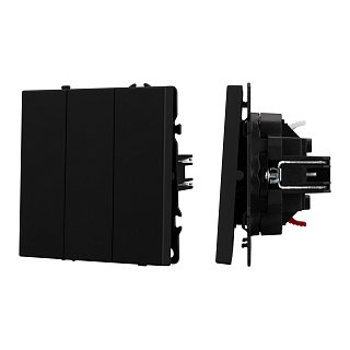 Механизм выключателя трехклавишный непроходной SWT-NOBE-MK03-SFPL-BK (230V, 10A) (Arlight, Черный оникс)